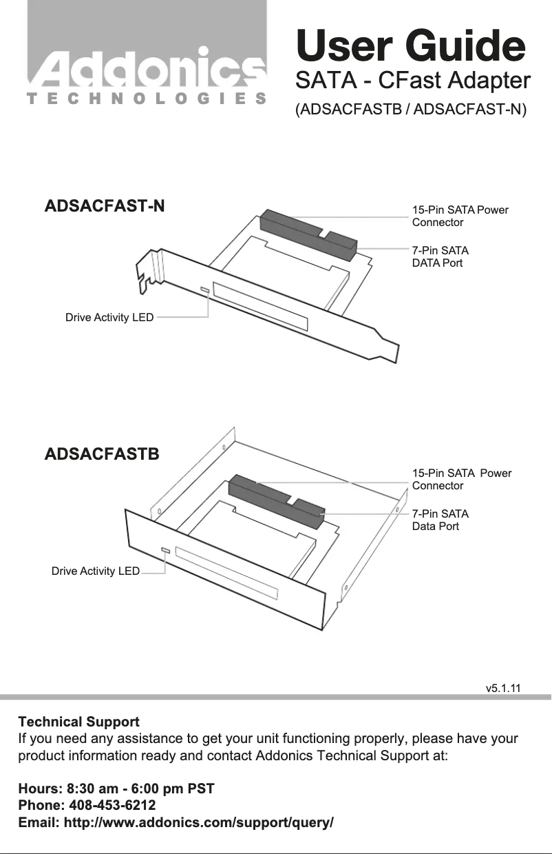 Page 1 de la notice Manuel utilisateur Addonics ADSACFAST-N