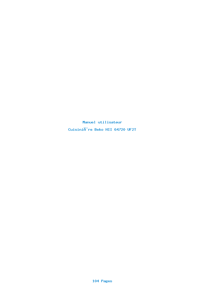 Page 1 de la notice Manuel utilisateur Beko HII 64720 UF2T