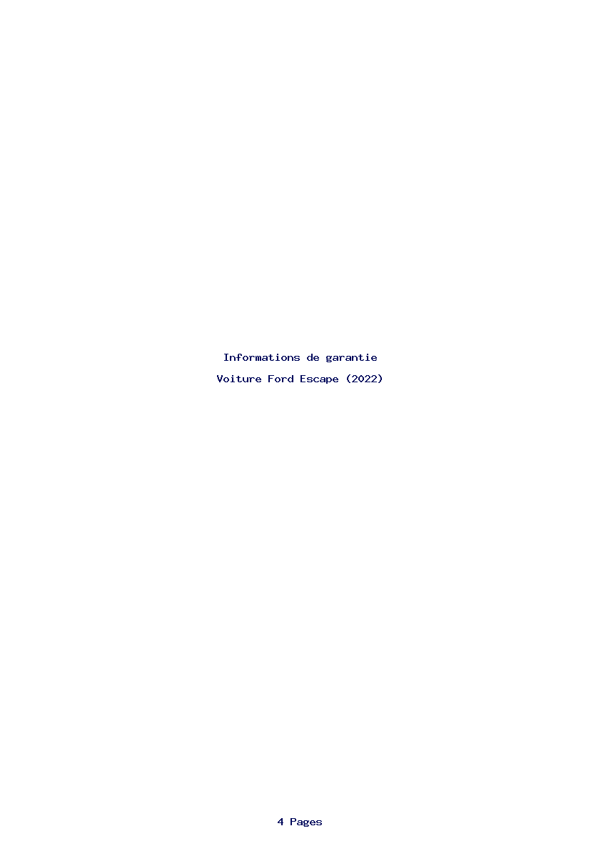 Page 1 de la notice Informations de garantie Ford Escape (2022)