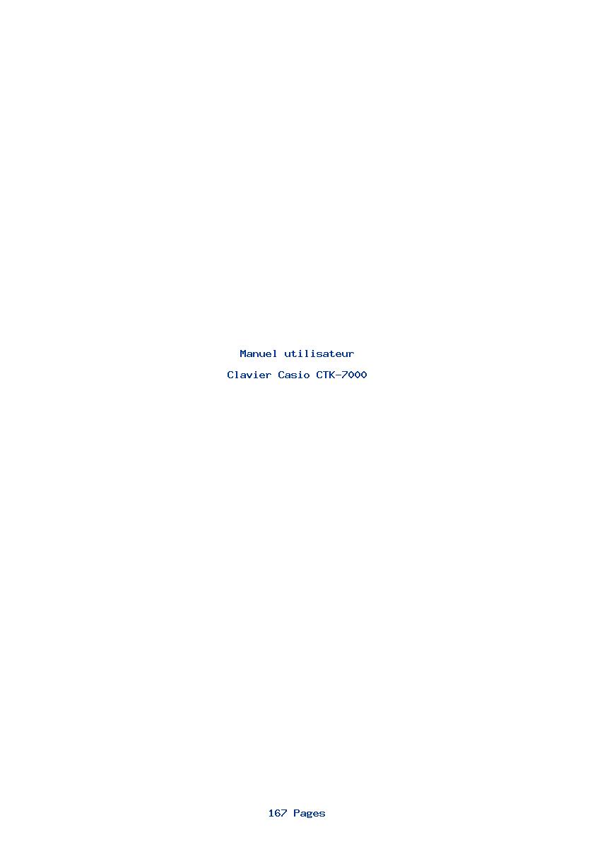 Page 1 de la notice Manuel utilisateur Casio CTK-7000
