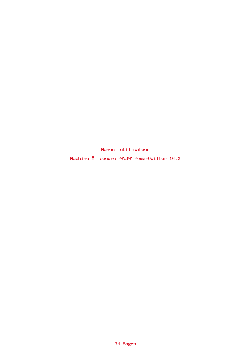 Page 1 de la notice Manuel utilisateur Pfaff PowerQuilter 16.0
