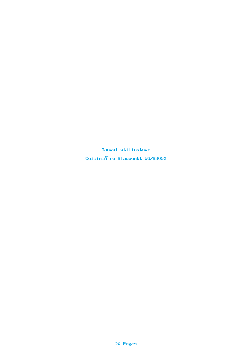 Page 1 de la notice Manuel utilisateur Blaupunkt 5G7B3Q50