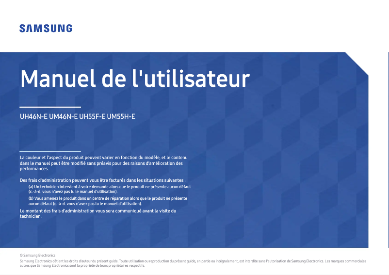 Page 1 de la notice Manuel utilisateur Samsung UM46N-E