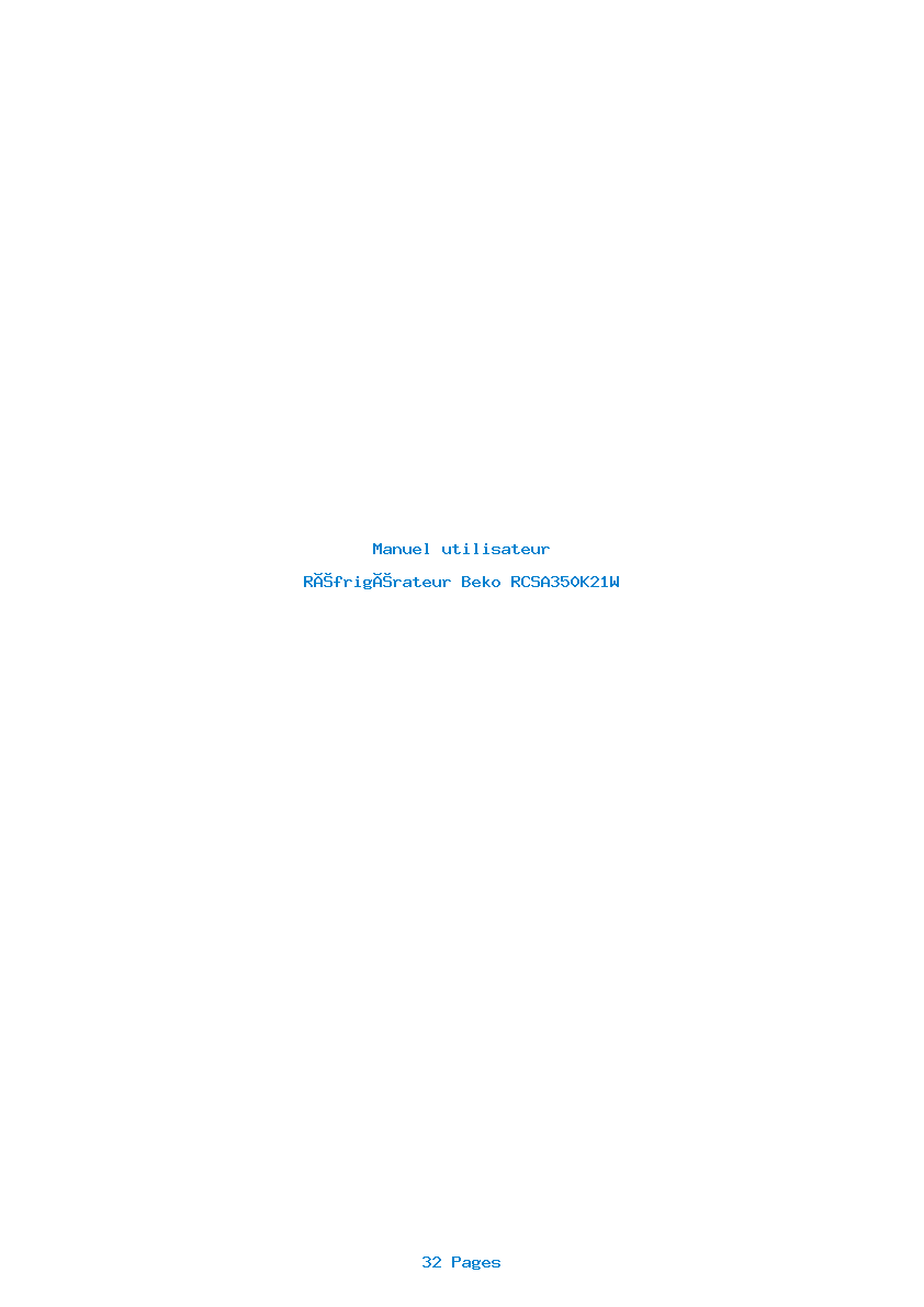 Page 1 de la notice Manuel utilisateur Beko RCSA350K21W