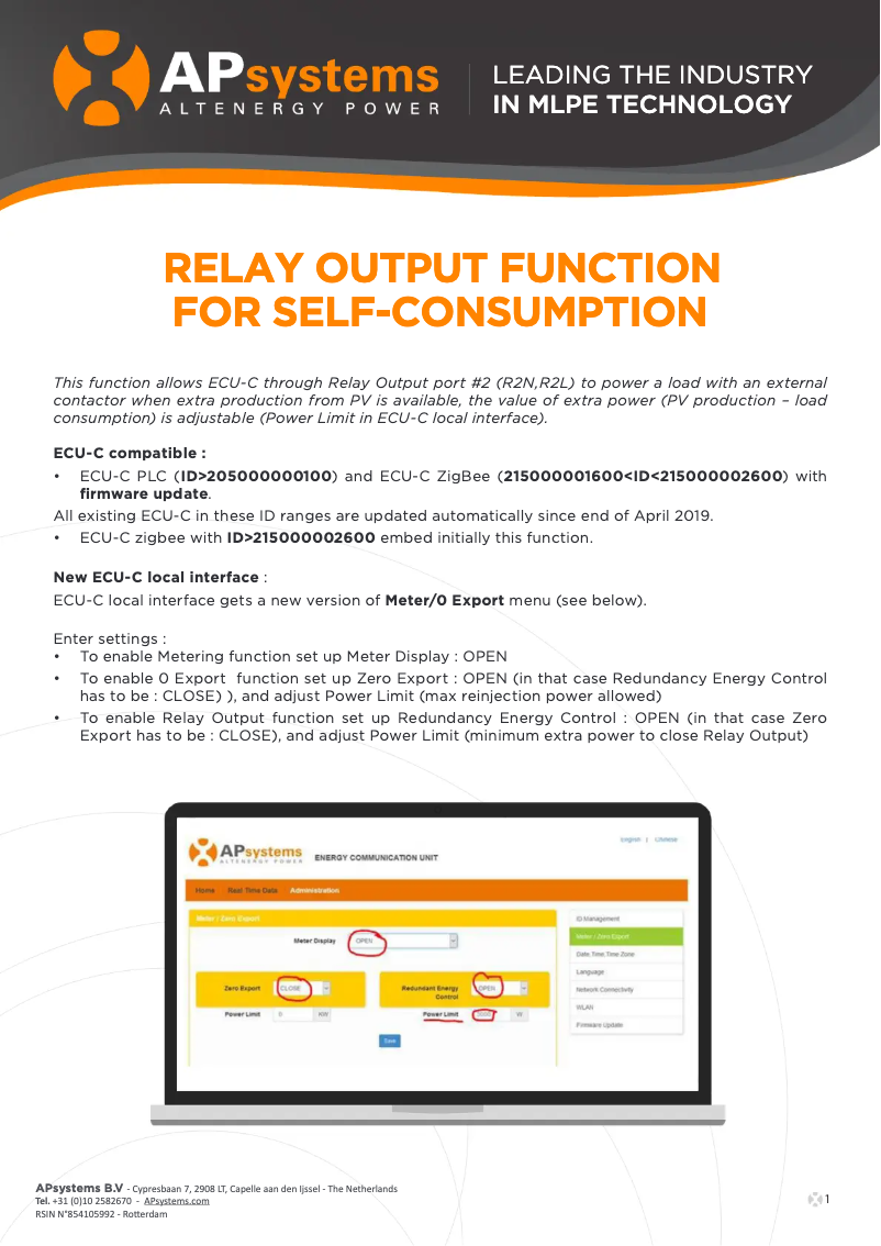Page 1 de la notice Guide d'installation APsystems ECU-C