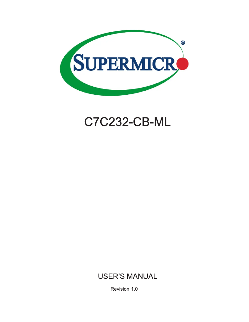 Page 1 de la notice Manuel utilisateur Supermicro C7C232-CB-ML