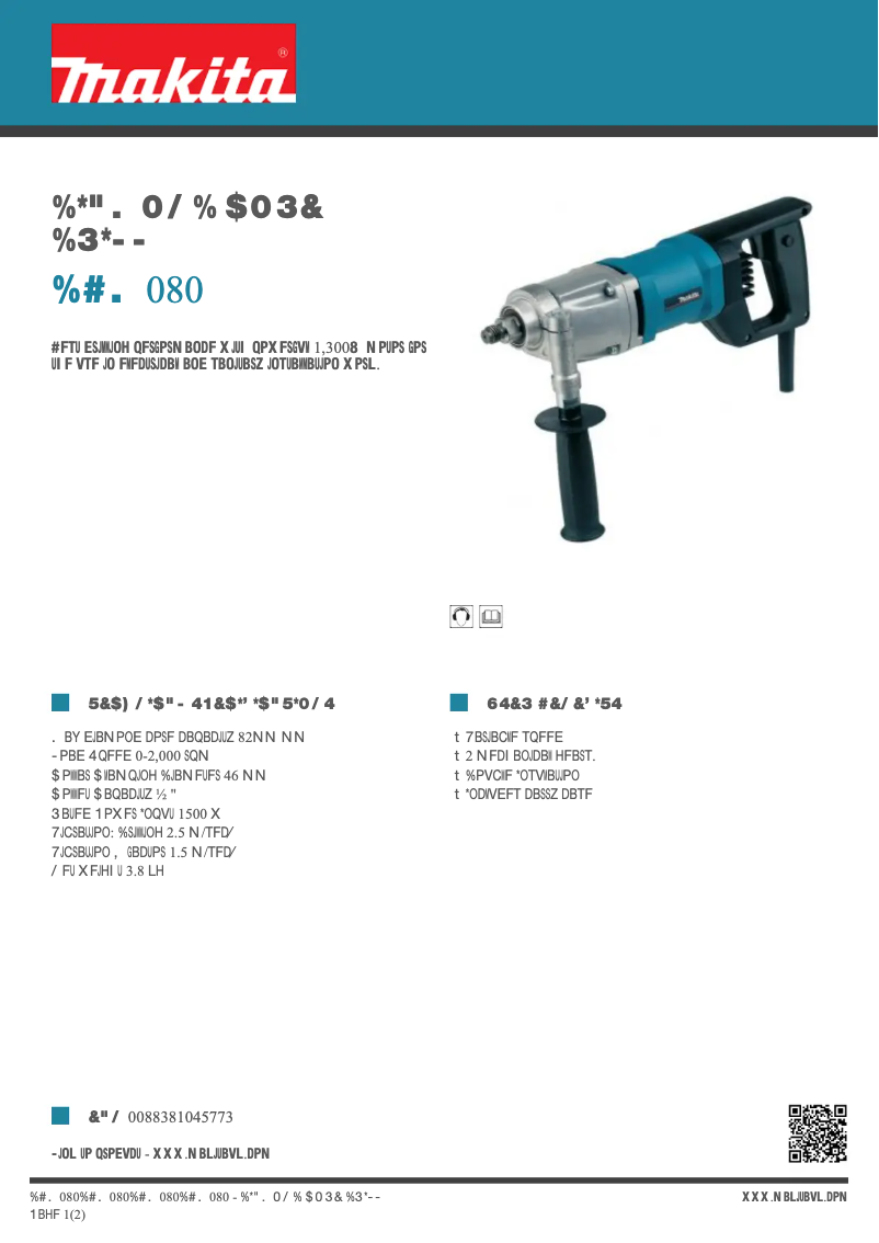 Page 1 de la notice Fiche technique Makita DBM080
