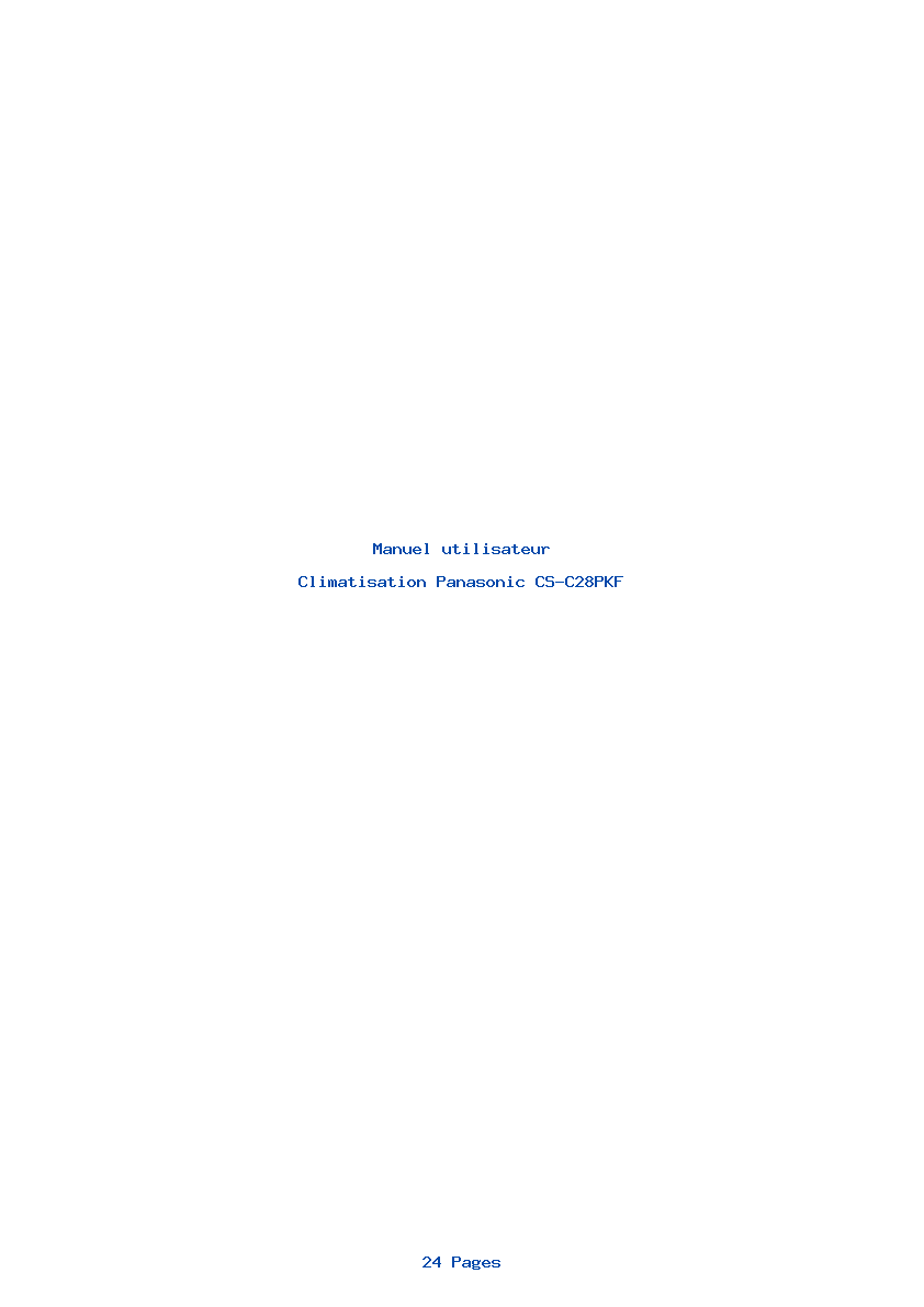 Page 1 de la notice Manuel utilisateur Panasonic CS-C28PKF