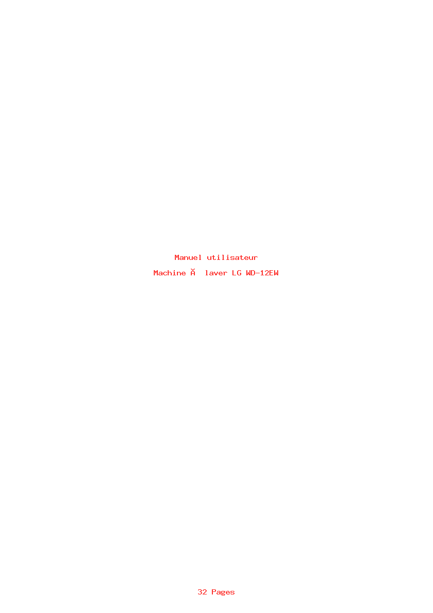 Page 1 de la notice Manuel utilisateur LG WD-12EW