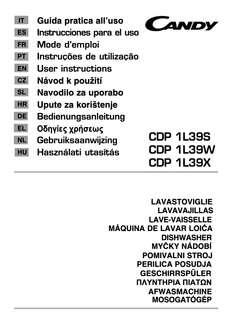 Page 1 de la notice Manuel utilisateur Candy CDP 1L39X