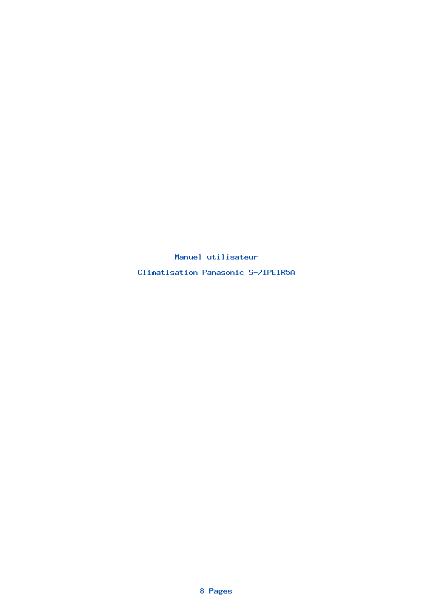 Page 1 de la notice Manuel utilisateur Panasonic S-71PE1R5A