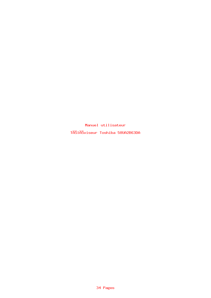 Page 1 de la notice Manuel utilisateur Toshiba 58UA2B63DA