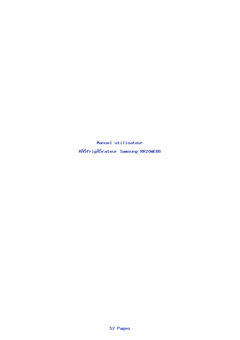 Page 1 de la notice Manuel utilisateur Samsung RR20WEBB