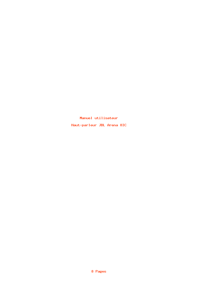Page 1 de la notice Manuel utilisateur JBL Arena 8IC
