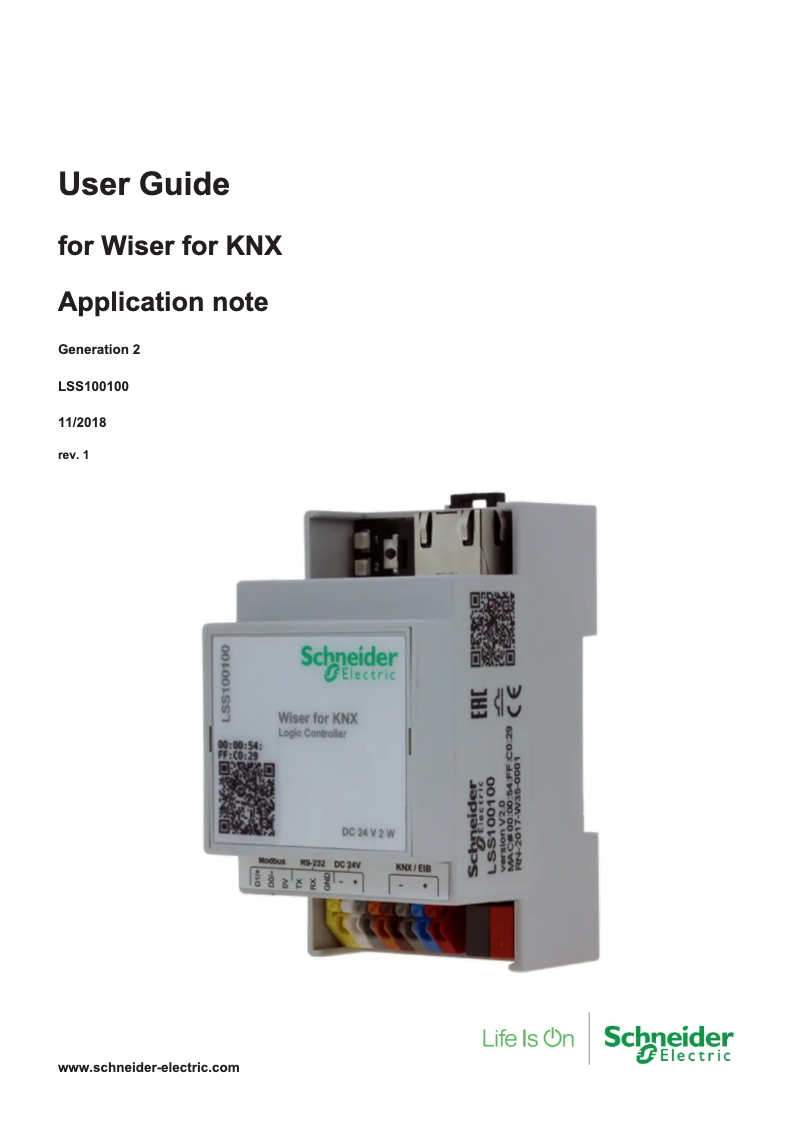 Page 1 of the manual User Manual Schneider LSS100100