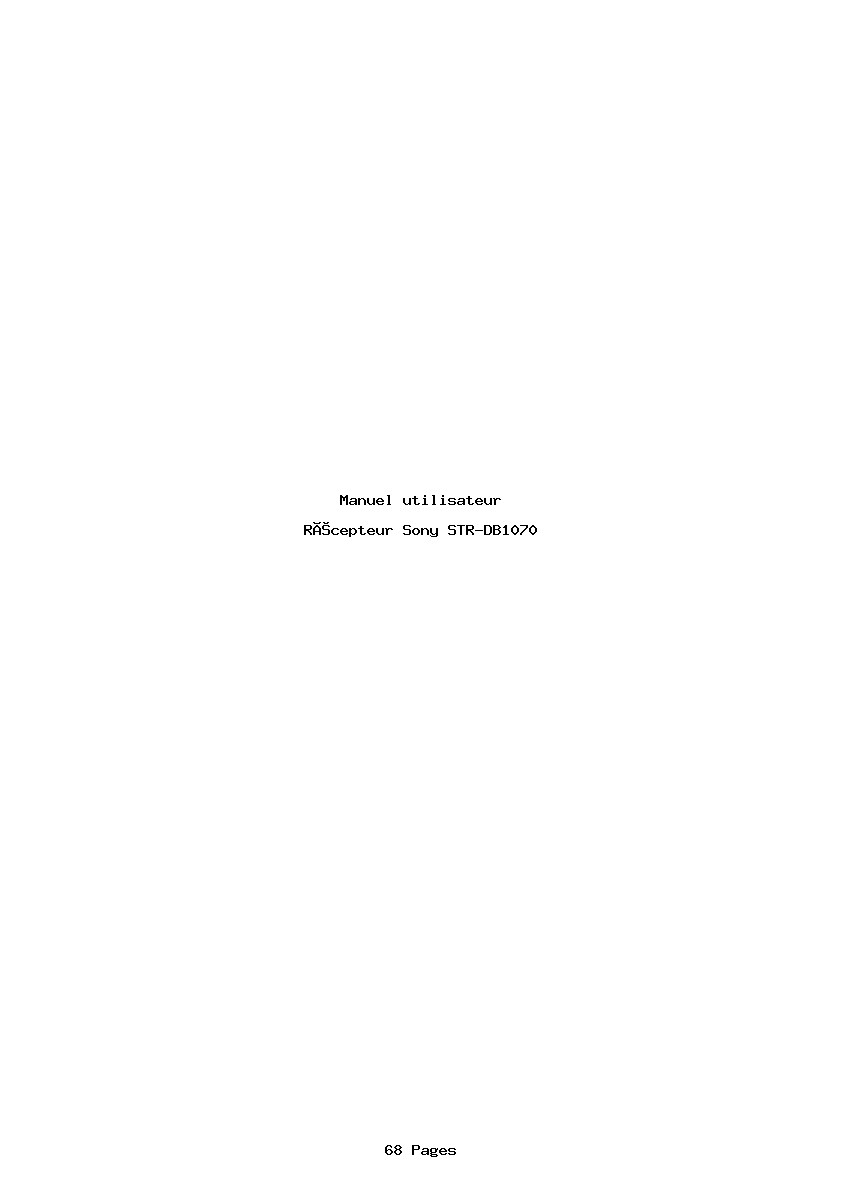 Page 1 de la notice Manuel utilisateur Sony STR-DB1070