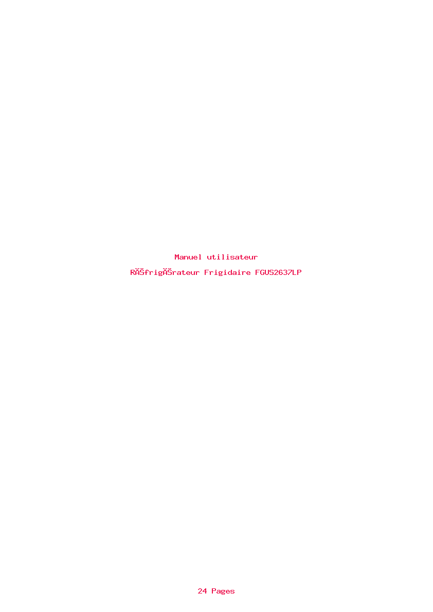 Page 1 de la notice Manuel utilisateur Frigidaire FGUS2637LP