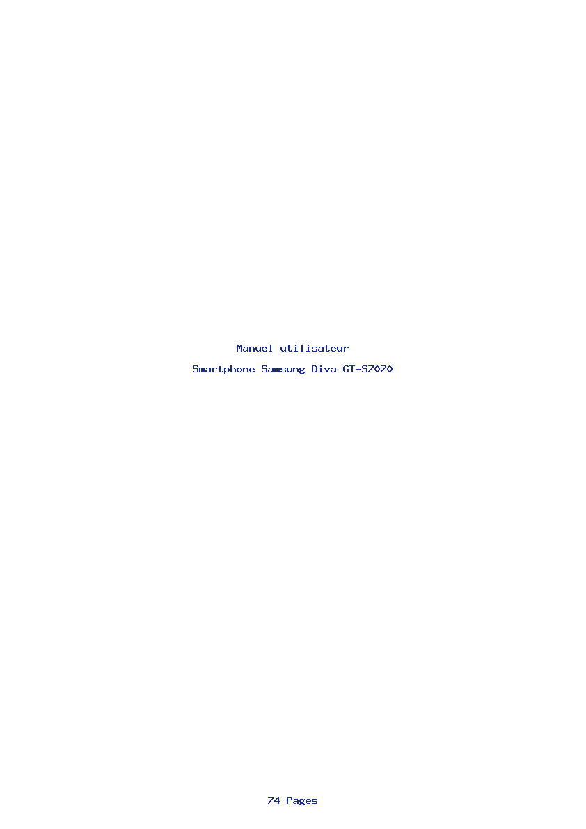 Page 1 de la notice Manuel utilisateur Samsung Diva GT-S7070