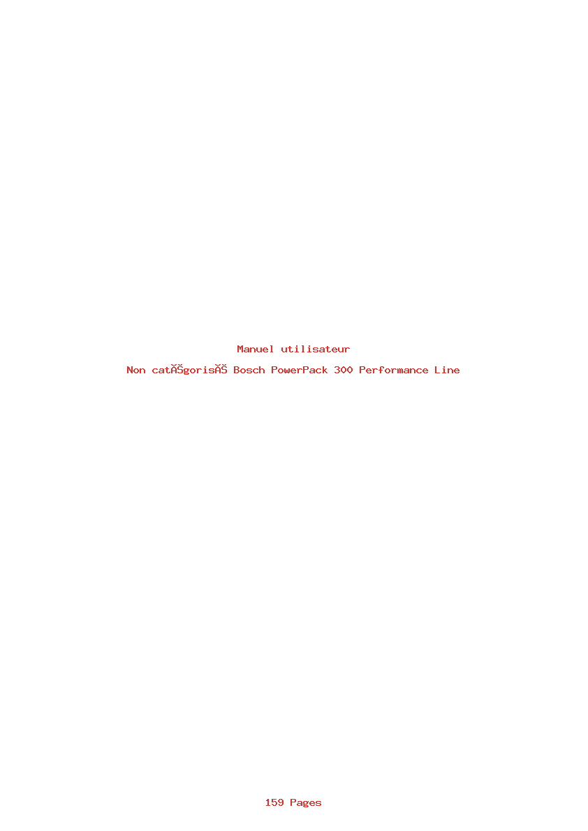Page 1 de la notice Manuel utilisateur Bosch PowerPack 300 Performance Line
