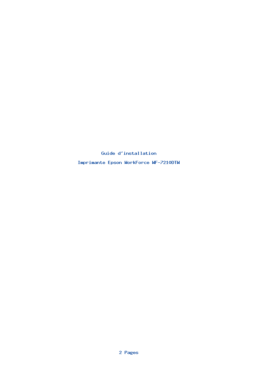 Page 1 de la notice Guide d'installation Epson WorkForce WF-7210DTW