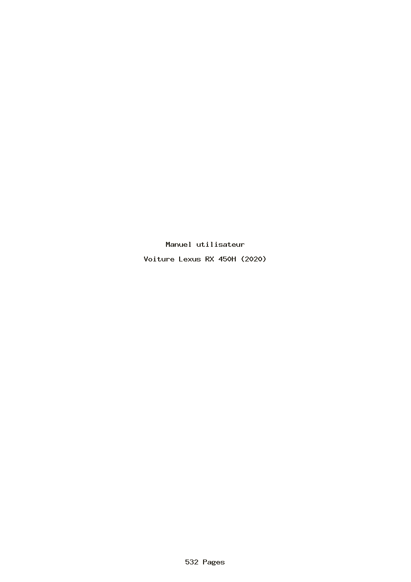 Page 1 de la notice Manuel utilisateur Lexus RX 450H (2020)