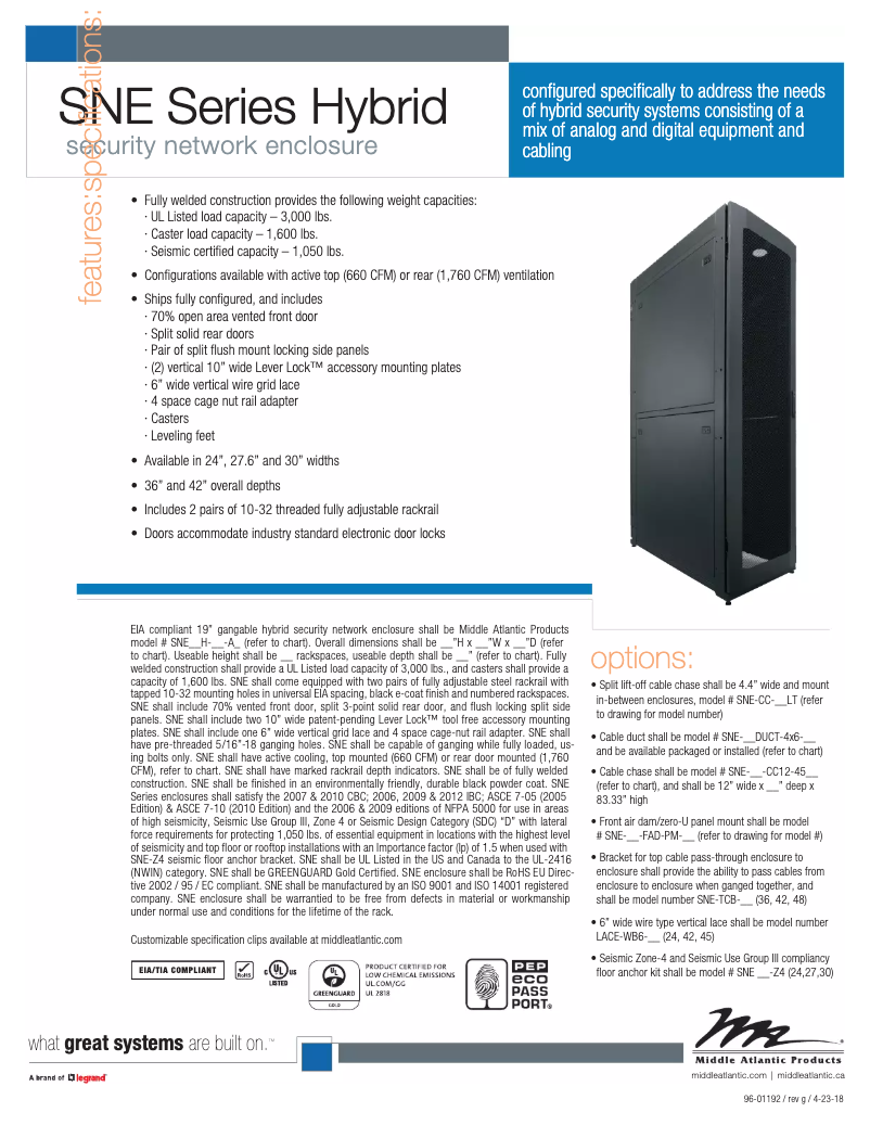 Page 1 de la notice Manuel utilisateur Middle Atlantic LACE-WB6-24