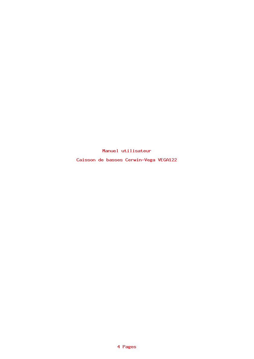 Page 1 de la notice Manuel utilisateur Cerwin-Vega VEGA122