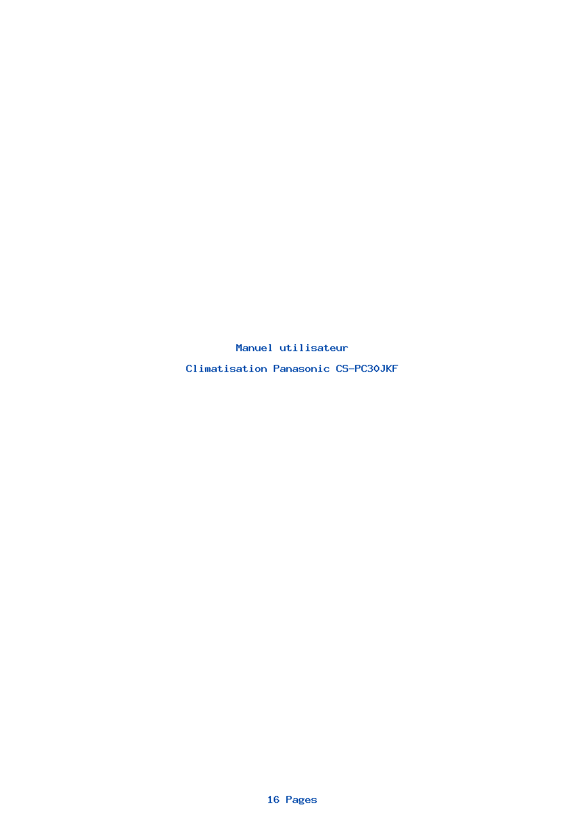 Page 1 de la notice Manuel utilisateur Panasonic CS-PC30JKF