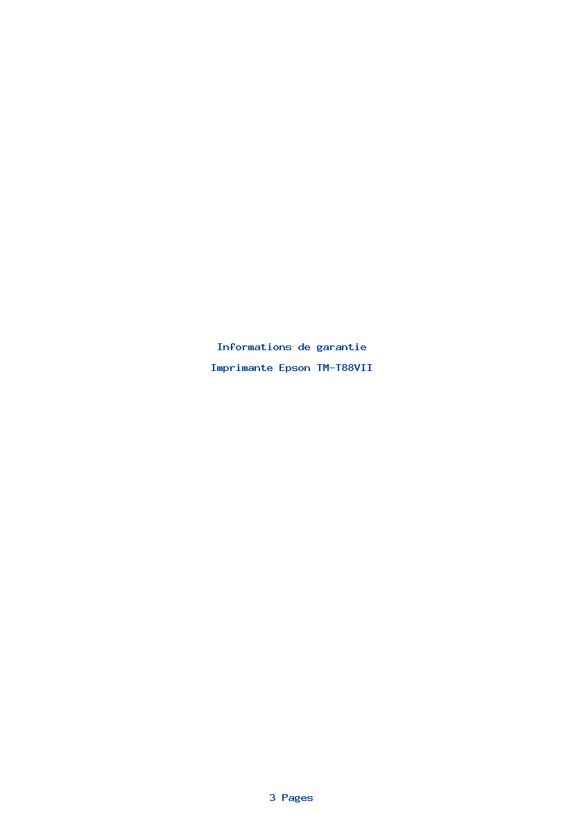 Page 1 de la notice Informations de garantie Epson TM-T88VII