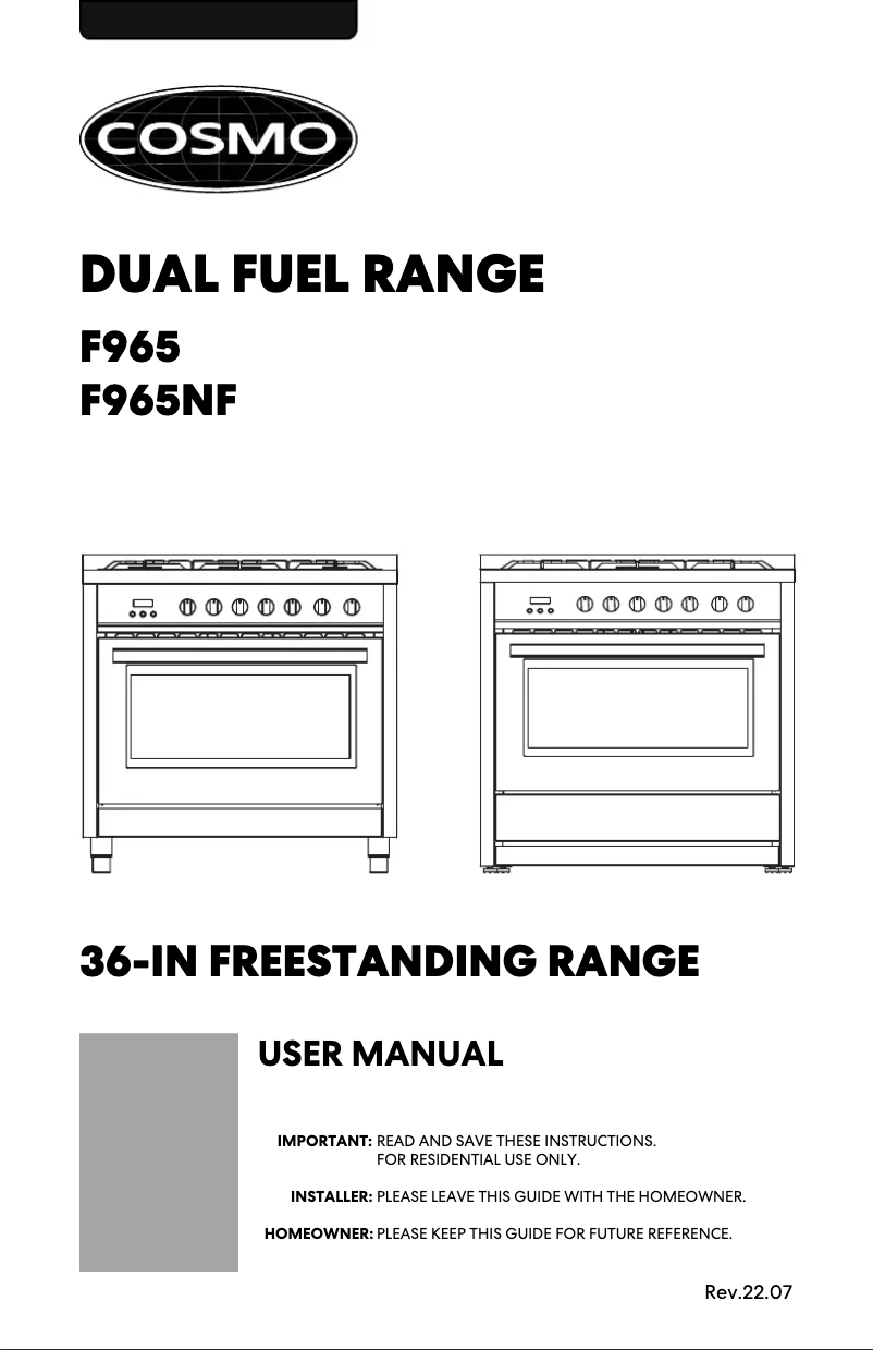 Page 1 de la notice Manuel utilisateur Cosmo F965NF-PA