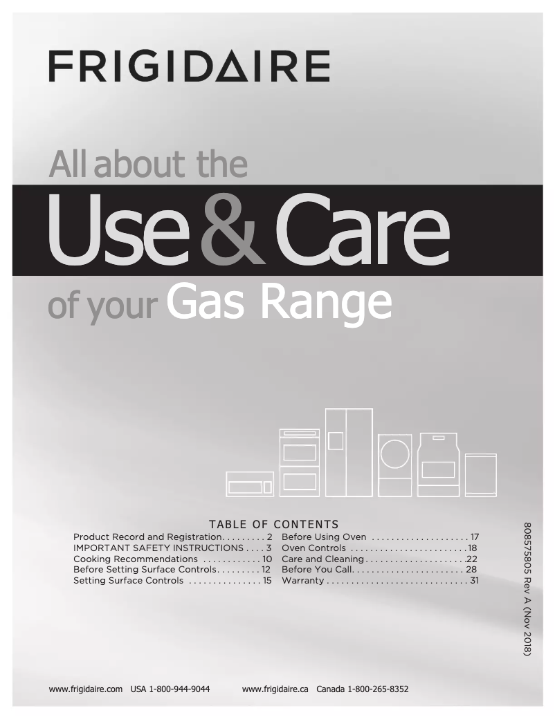 Page 1 de la notice Manuel utilisateur Frigidaire FFGH2422US