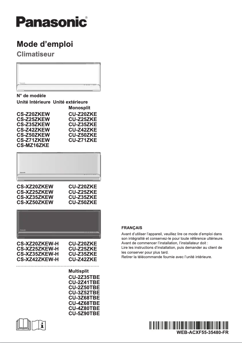 Página 1 del manual Manual de usuario Panasonic CU-Z71ZKE