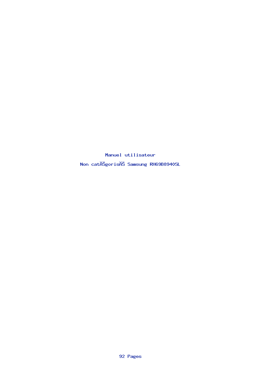 Page 1 de la notice Manuel utilisateur Samsung RH69B8940SL