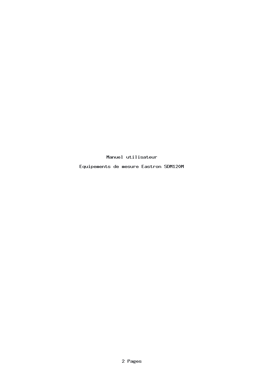 Page 1 de la notice Manuel utilisateur Eastron SDM120M