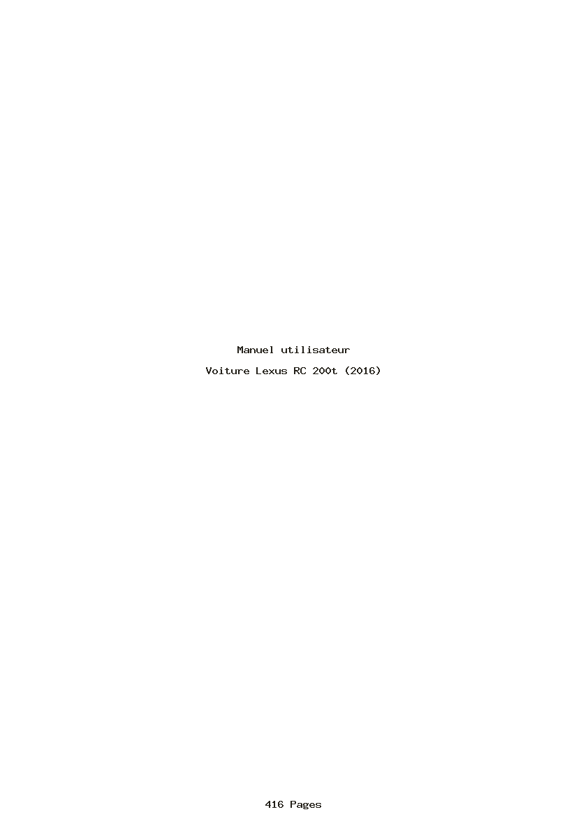Page 1 de la notice Manuel utilisateur Lexus RC 200t (2016)