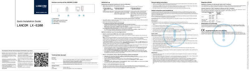Page 1 de la notice Guide d'installation Lancom LX-6200