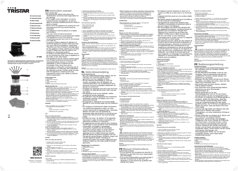 Page 1 de la notice Manuel utilisateur TriStar CF-1606