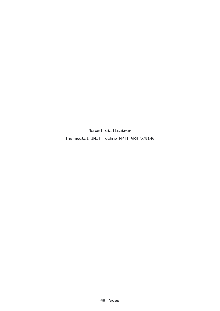 Page 1 de la notice Manuel utilisateur IMIT Techno WPTT VRH 578146