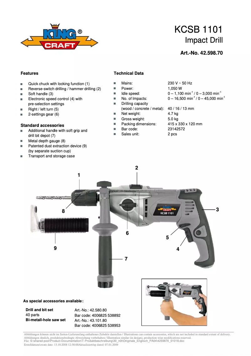Página 1 del manual Manual de usuario King Craft KCSB 1101