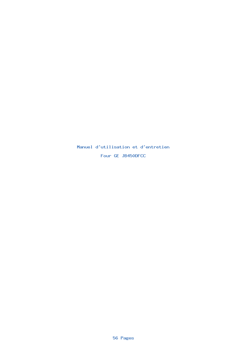 Page 1 de la notice Manuel d'utilisation et d'entretien GE JB450DFCC