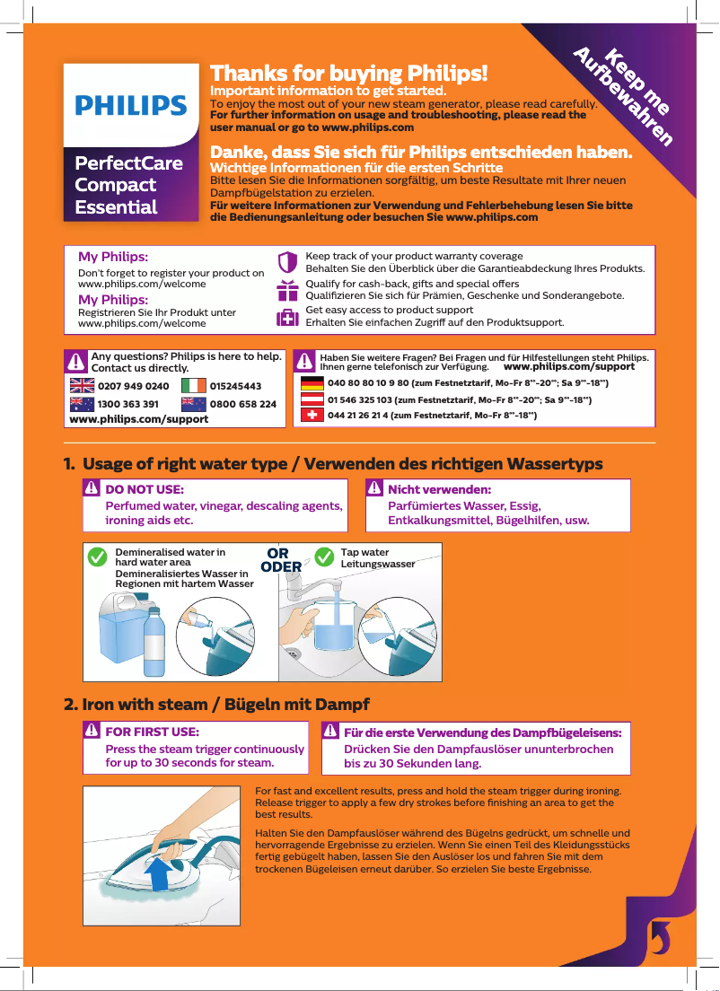 Página 1 del manual Guía de inicio rápido Philips PerfectCare Compact Essential GC6821