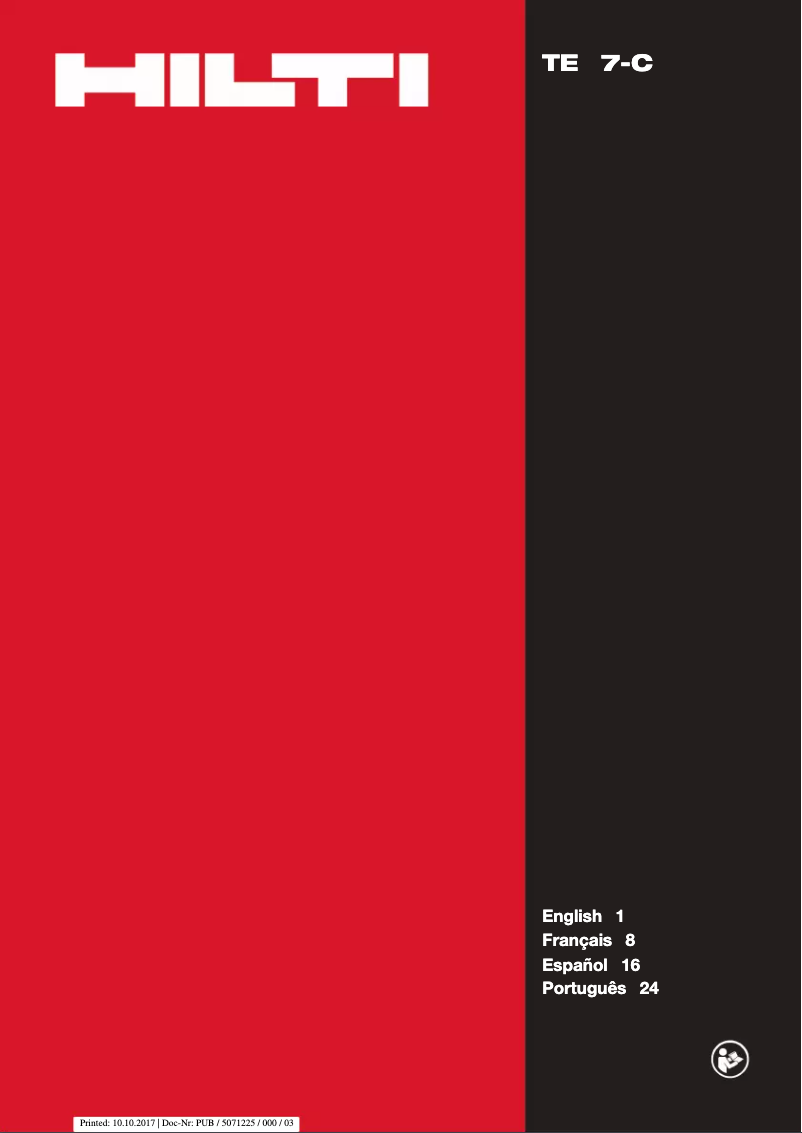 Page 1 de la notice Manuel utilisateur Hilti TE 7-C