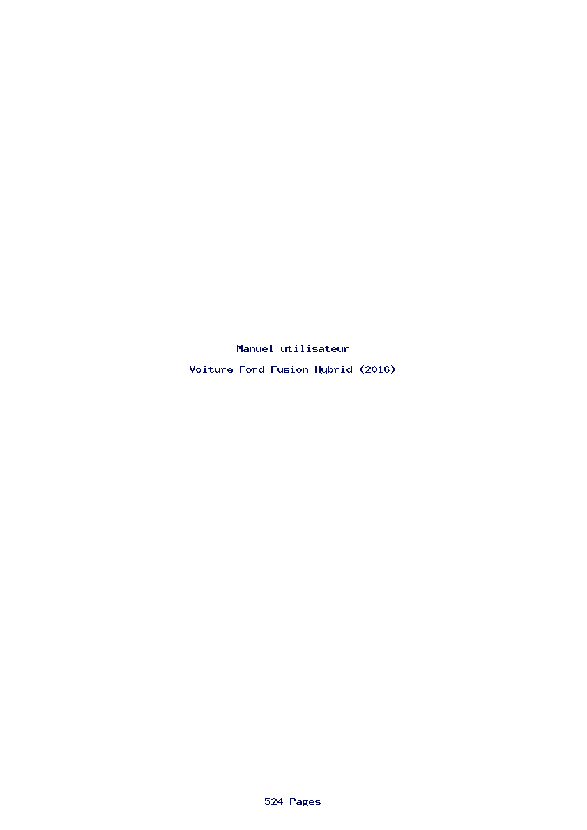 Page 1 de la notice Manuel utilisateur Ford Fusion Hybrid (2016)