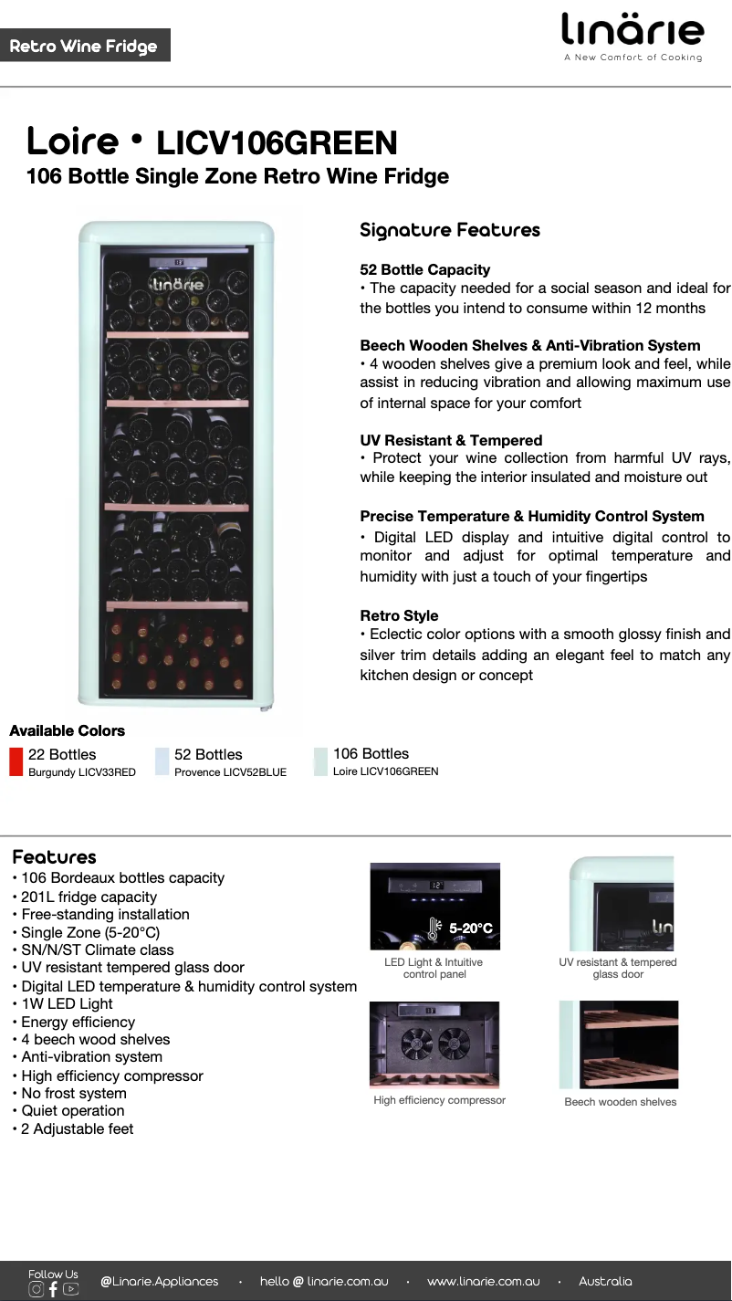Page 1 de la notice Fiche technique Linarie Loire LICV106GREEN