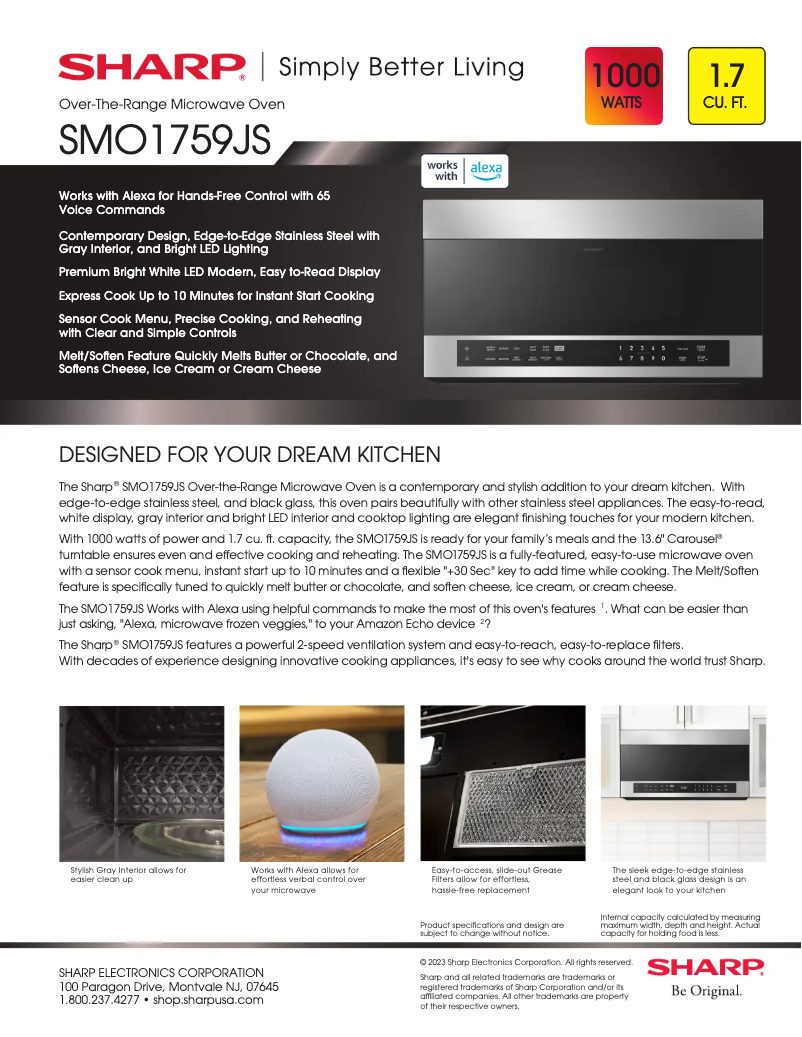 Página 1 del manual Ficha técnica Sharp SMO1759JS