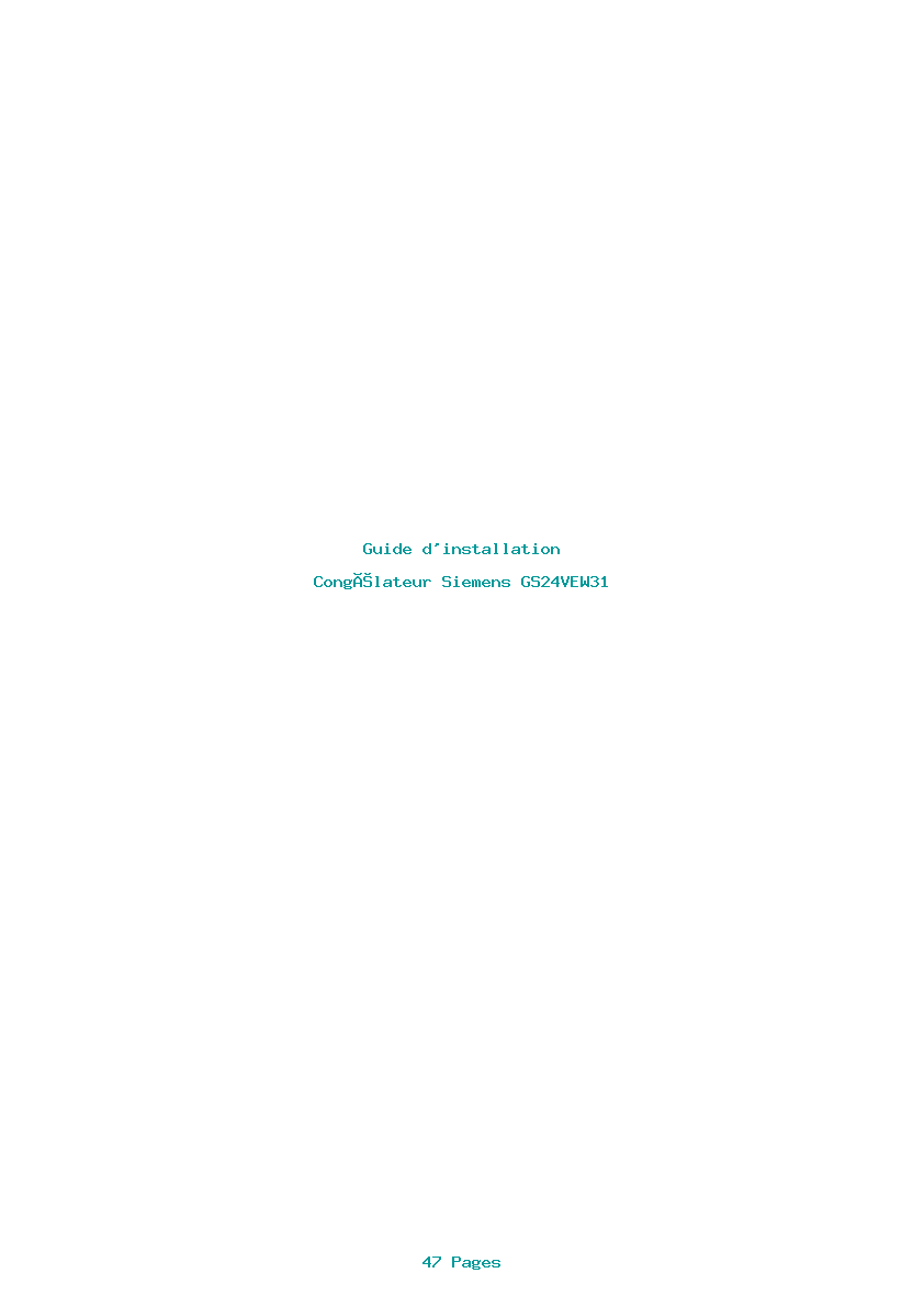 Page 1 de la notice Guide d'installation Siemens GS24VEW31