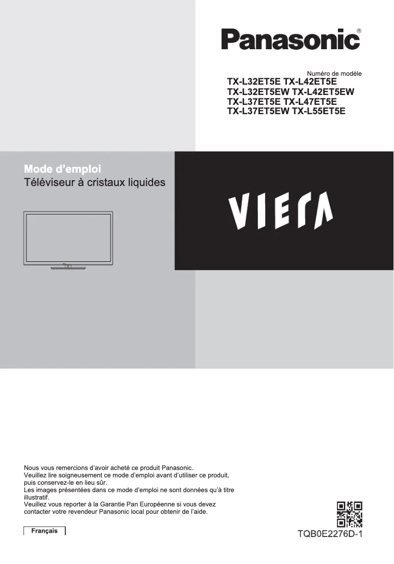Page 1 de la notice Manuel utilisateur Panasonic Viera TX-L42ET5EW