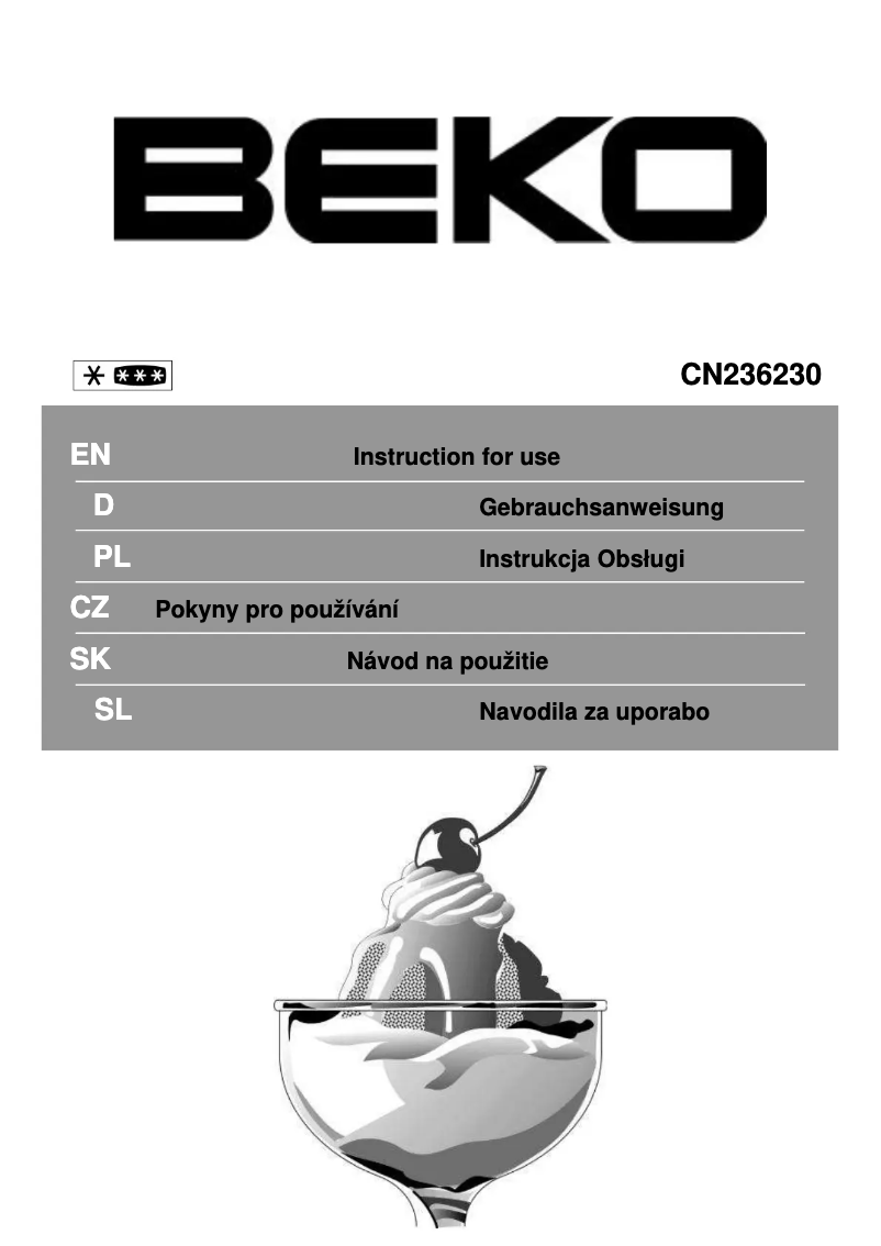 Page 1 de la notice Manuel utilisateur Beko CN 236230