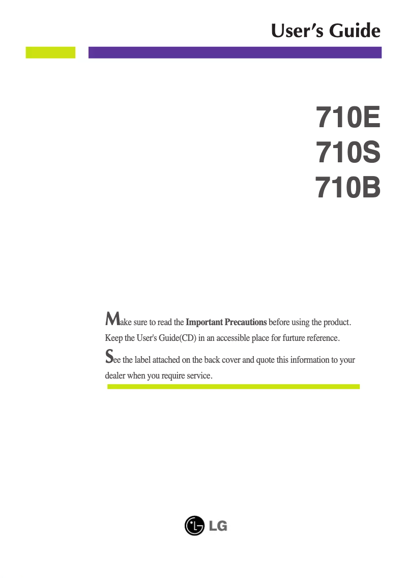 Page 1 de la notice Manuel utilisateur LG 710SS