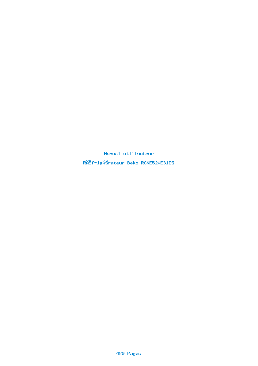Page 1 de la notice Manuel utilisateur Beko RCNE520E31DS